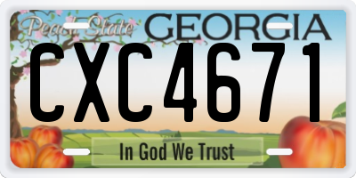 GA license plate CXC4671