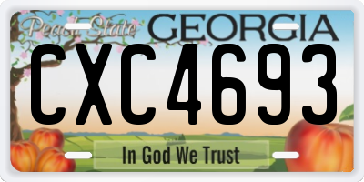 GA license plate CXC4693