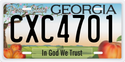 GA license plate CXC4701