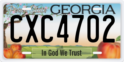 GA license plate CXC4702