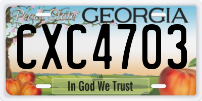 GA license plate CXC4703