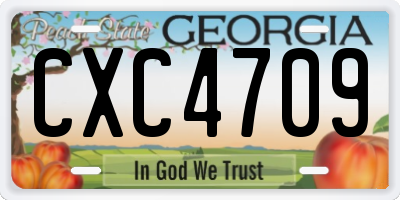GA license plate CXC4709