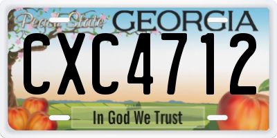 GA license plate CXC4712