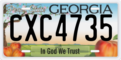 GA license plate CXC4735