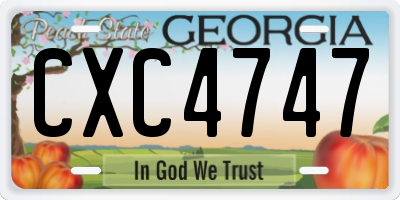 GA license plate CXC4747