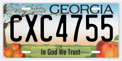 GA license plate CXC4755