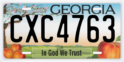 GA license plate CXC4763