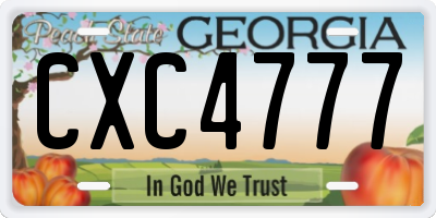 GA license plate CXC4777