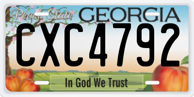 GA license plate CXC4792