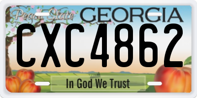 GA license plate CXC4862