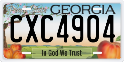 GA license plate CXC4904