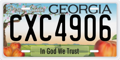 GA license plate CXC4906