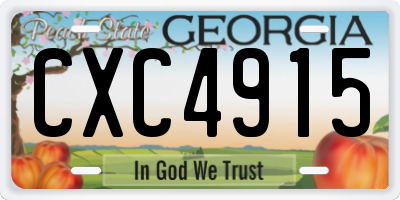 GA license plate CXC4915