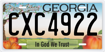 GA license plate CXC4922