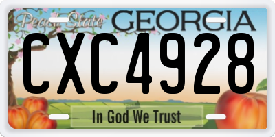 GA license plate CXC4928