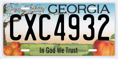 GA license plate CXC4932