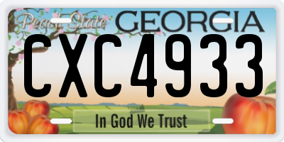GA license plate CXC4933