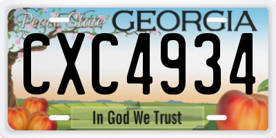 GA license plate CXC4934