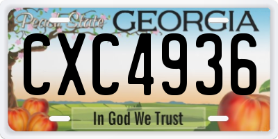 GA license plate CXC4936