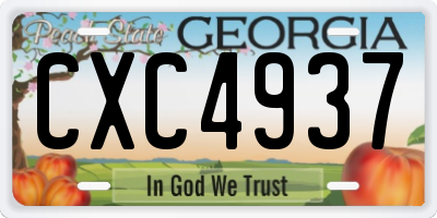 GA license plate CXC4937