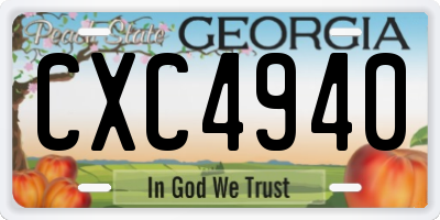GA license plate CXC4940