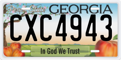 GA license plate CXC4943