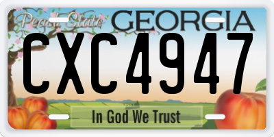 GA license plate CXC4947