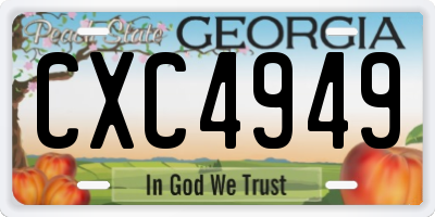 GA license plate CXC4949