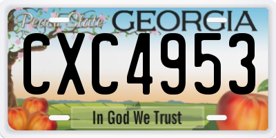 GA license plate CXC4953