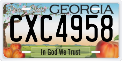 GA license plate CXC4958