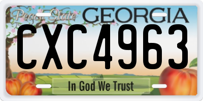 GA license plate CXC4963