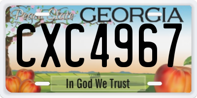 GA license plate CXC4967