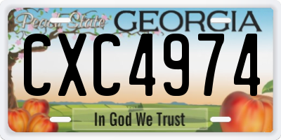 GA license plate CXC4974