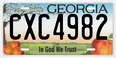 GA license plate CXC4982
