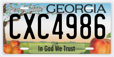 GA license plate CXC4986