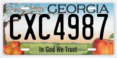 GA license plate CXC4987