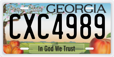 GA license plate CXC4989