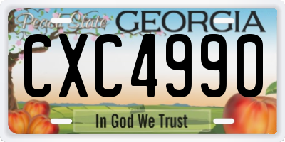 GA license plate CXC4990