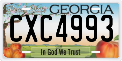 GA license plate CXC4993