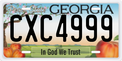 GA license plate CXC4999