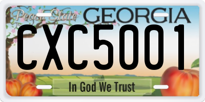 GA license plate CXC5001