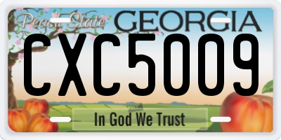 GA license plate CXC5009