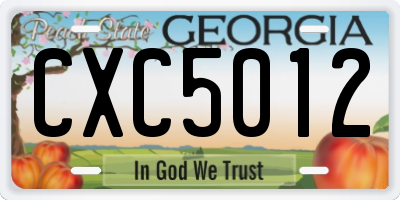 GA license plate CXC5012