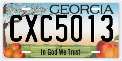 GA license plate CXC5013