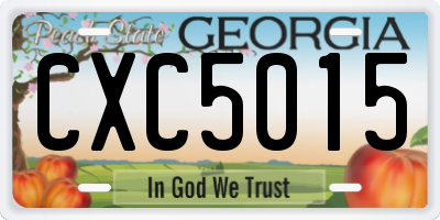 GA license plate CXC5015