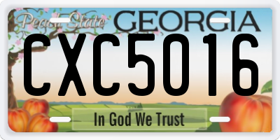 GA license plate CXC5016