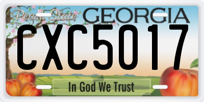 GA license plate CXC5017
