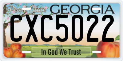 GA license plate CXC5022
