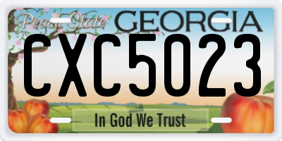 GA license plate CXC5023