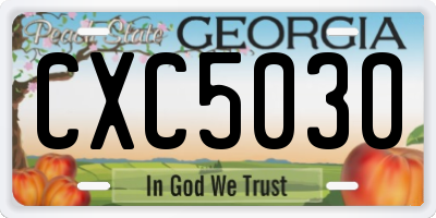 GA license plate CXC5030
